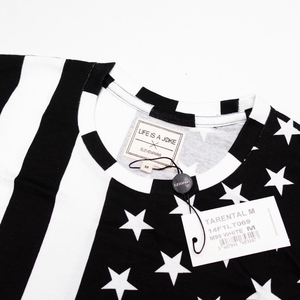 Eleven Paris black & white work hard short sleeve t-shirt tee top size medium M - Picture 5 of 10